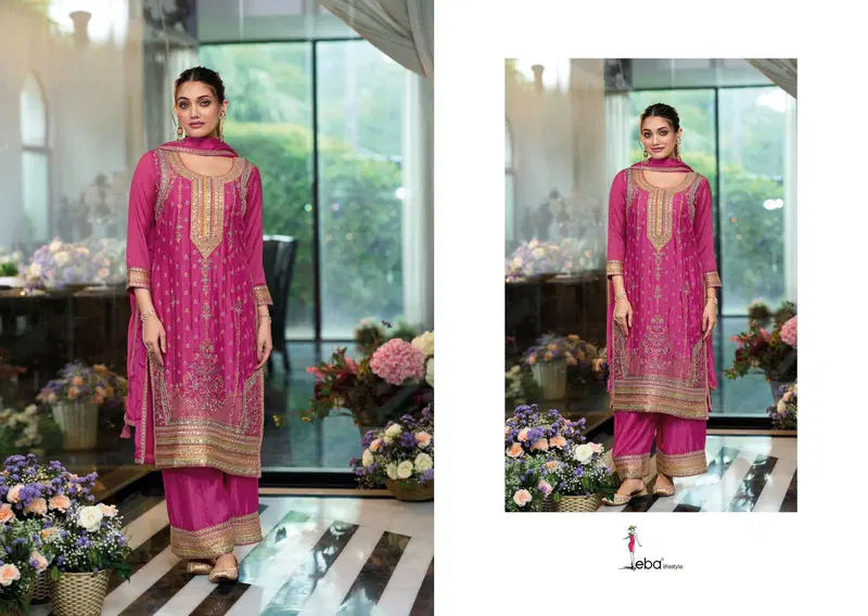 Ruby 2 By Eba Chinon Embroidery Designer Readymade Suits Exporters In India
